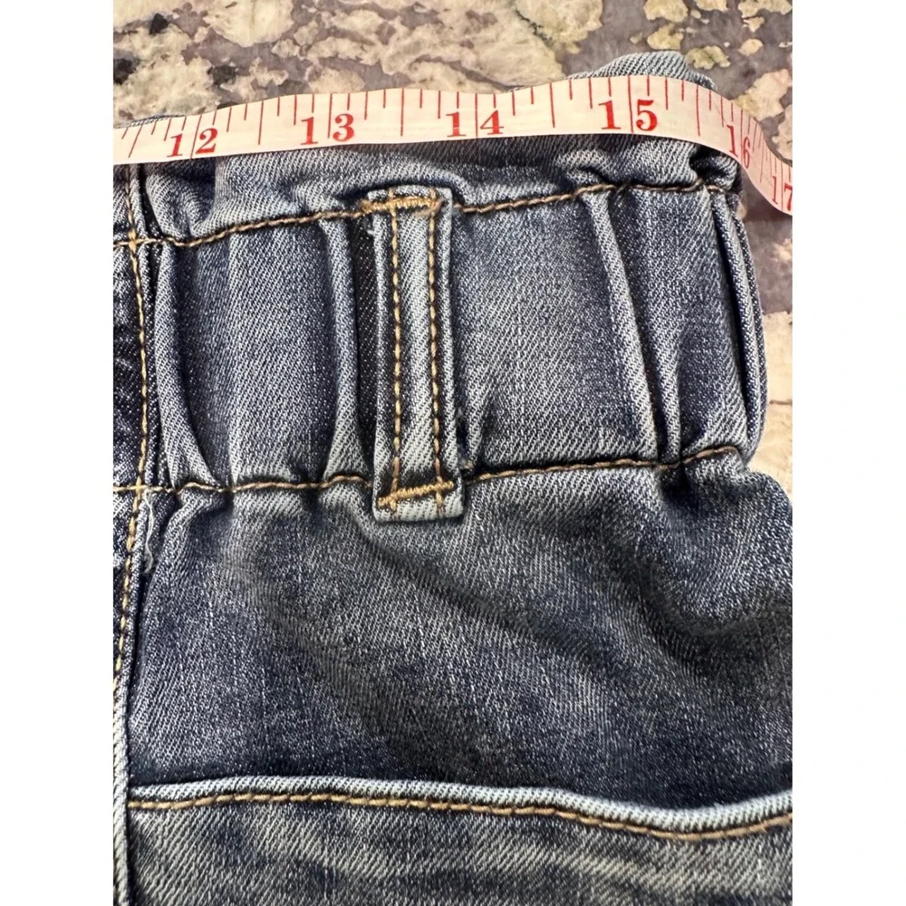 High‎ Waisted Paperbag Denim Shorts Medium Wash Blue Size Medium Stretch Pocket